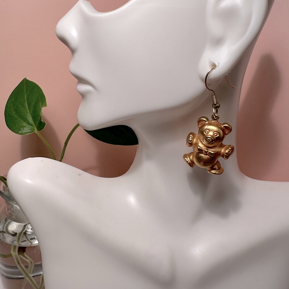 Teddy bear earrings about an inch long